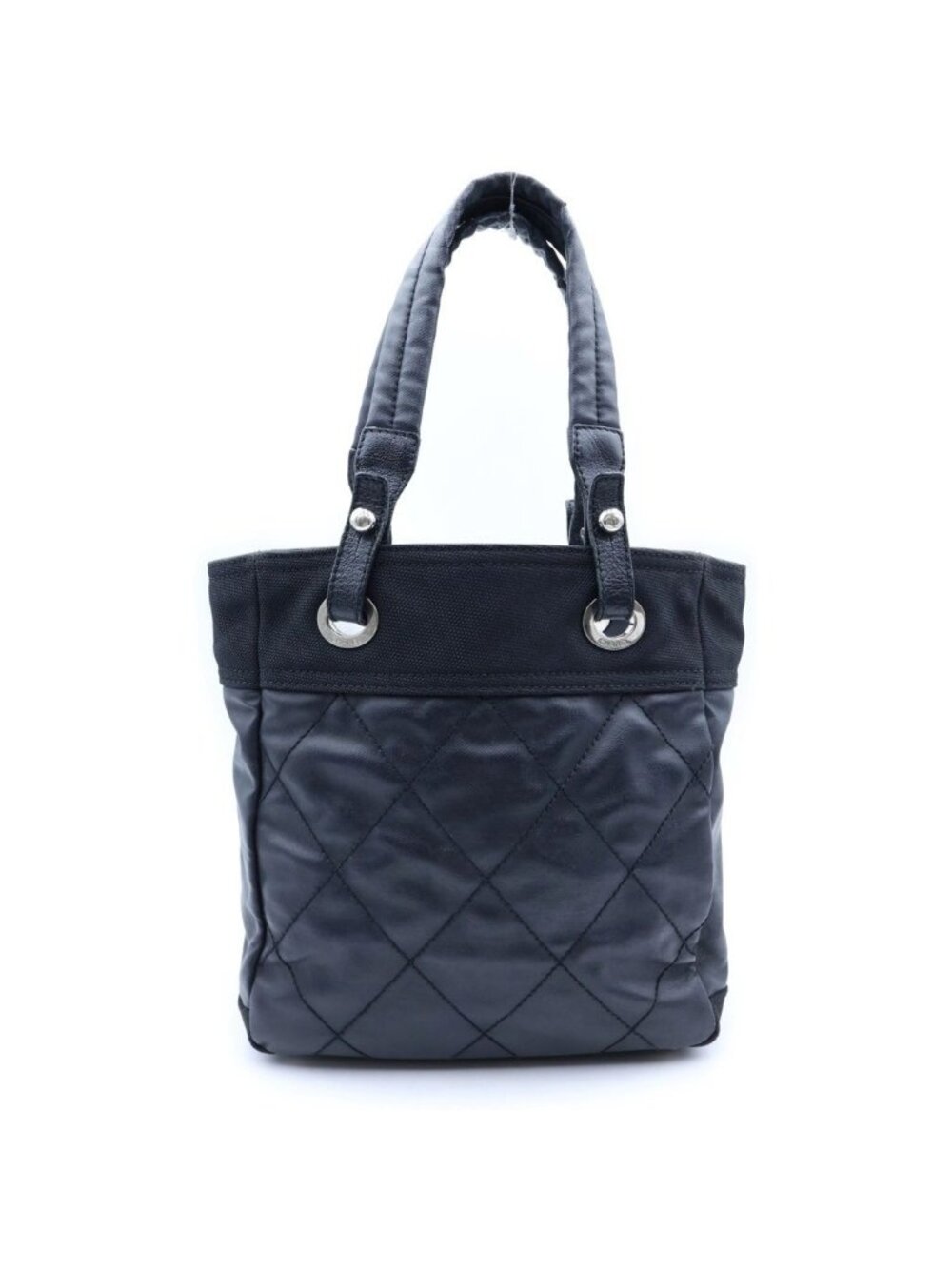 Chanel Paris Biarritz PM Handbag Mini Tote Black Leather